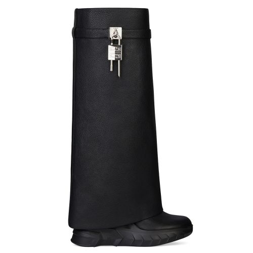 Givenchy Women's Shark Lock Biker Boots In Grained Leather 