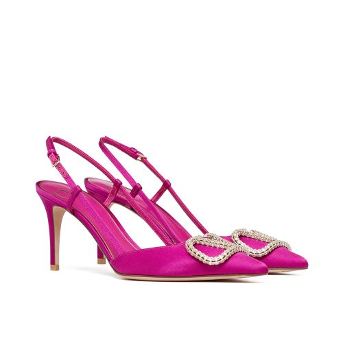 Valentino Women's Vlogo Signature Satin Slingback Pumps 80mm 