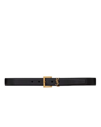 Saint Laurent Monogram Belt With Square Buckle Black