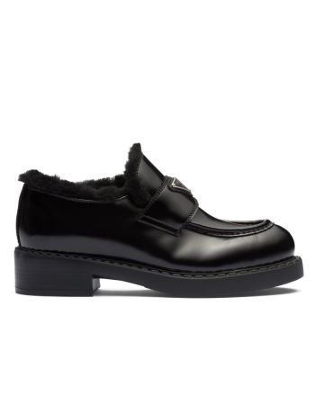 Prada Women's Brushed Leather Loafers 1D246M Black